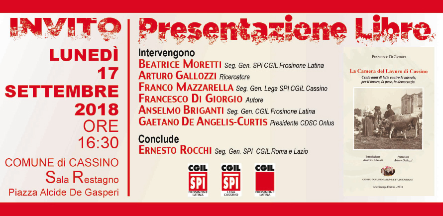 Invito Presentazione Libro CGIL LAZIO SPI